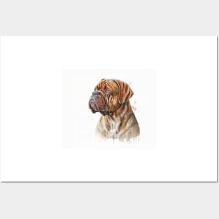 French Mastiff Watercolour Posters and Art